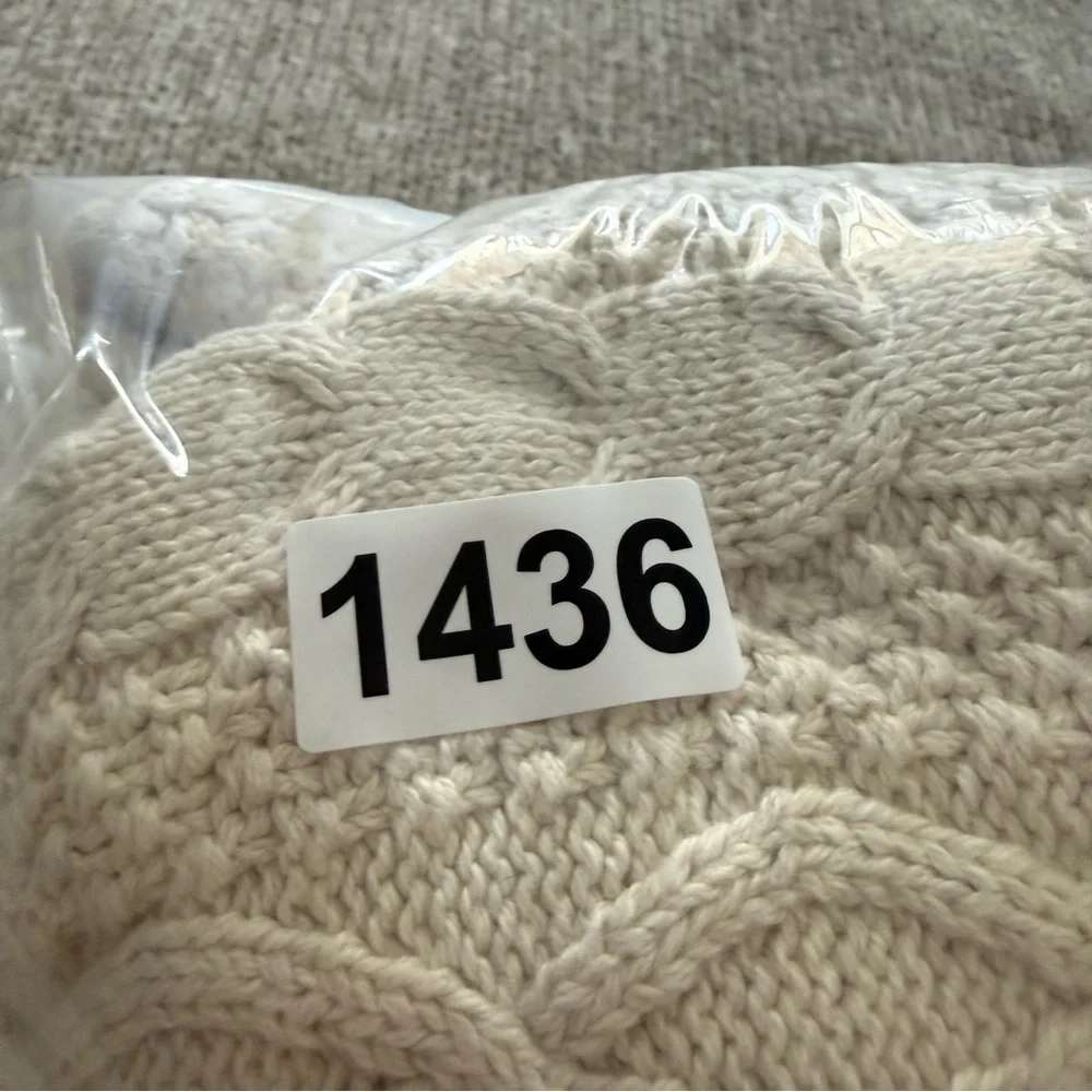 J.Crew Cream Fisherman Cable Knit Cotton‎ Sweater Size Small Classic Crewneck
